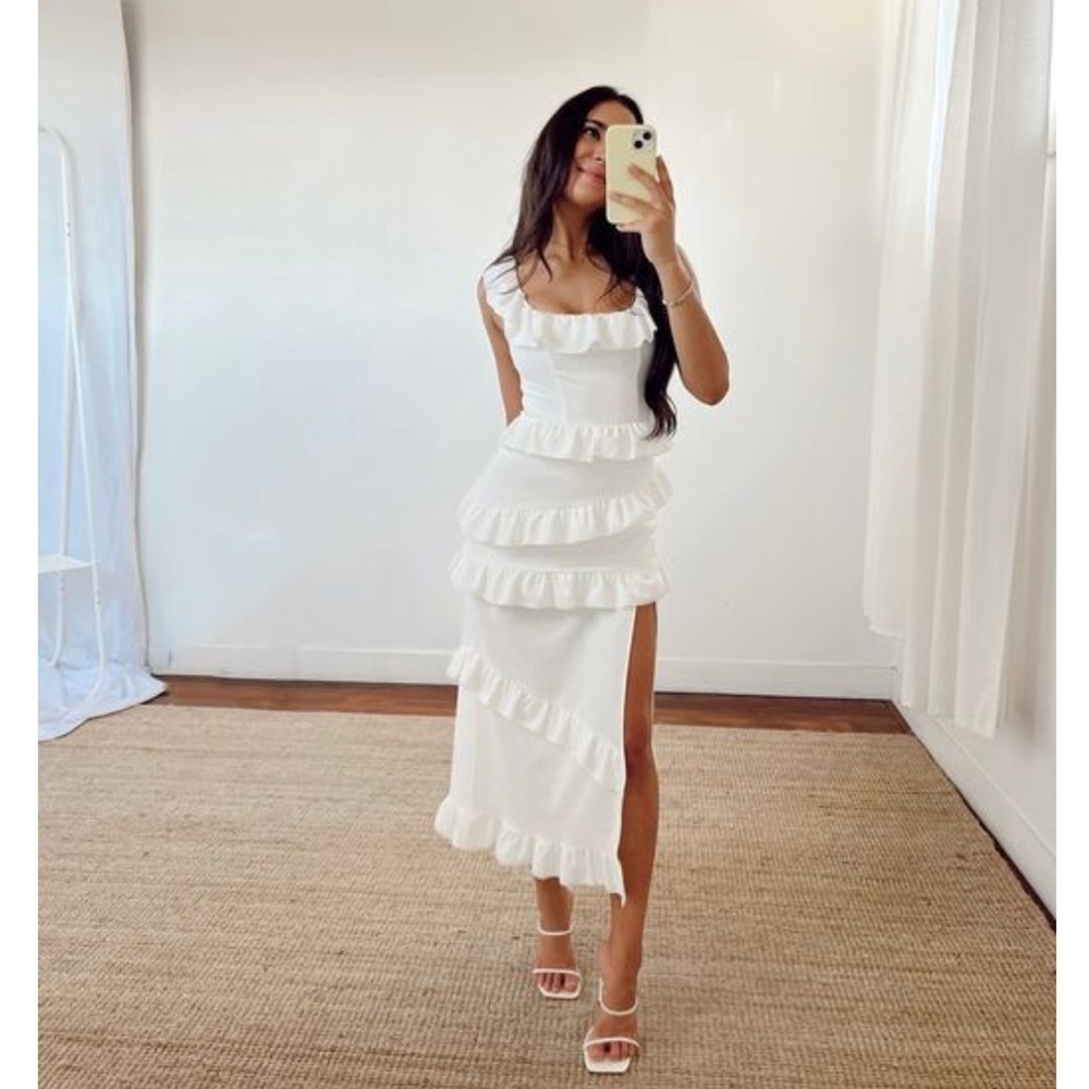 SHOW ME YOUR MUMU Greta Dress In White Stretch